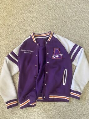 Brave Soul Purple and White Varsity Bomber Jacket